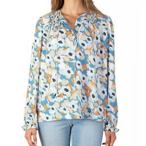 NWOT Joie Floral Fields Boho Blouse Blue White Orange Limited Edition 2XL Fem